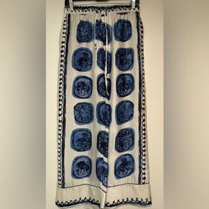 Zara Blue and White Patterned Pantsuit